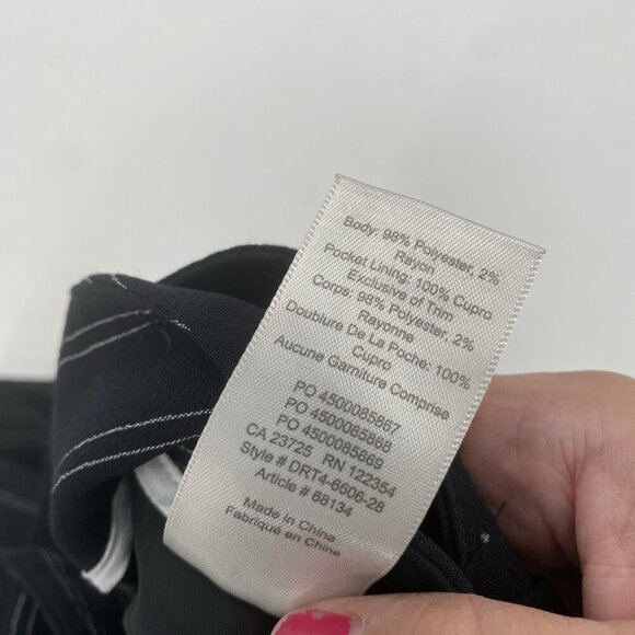 ARITZIA Wilfred Size 6 Black Striped Trousers Pants High Waist Belted - Picture 8 of 12